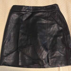 Wilfred Black Leather Mini Skirt